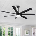 72 In Farmhouse Ceiling Fan With Plywood Blades For Dining Room Black Brown Metal & Wood