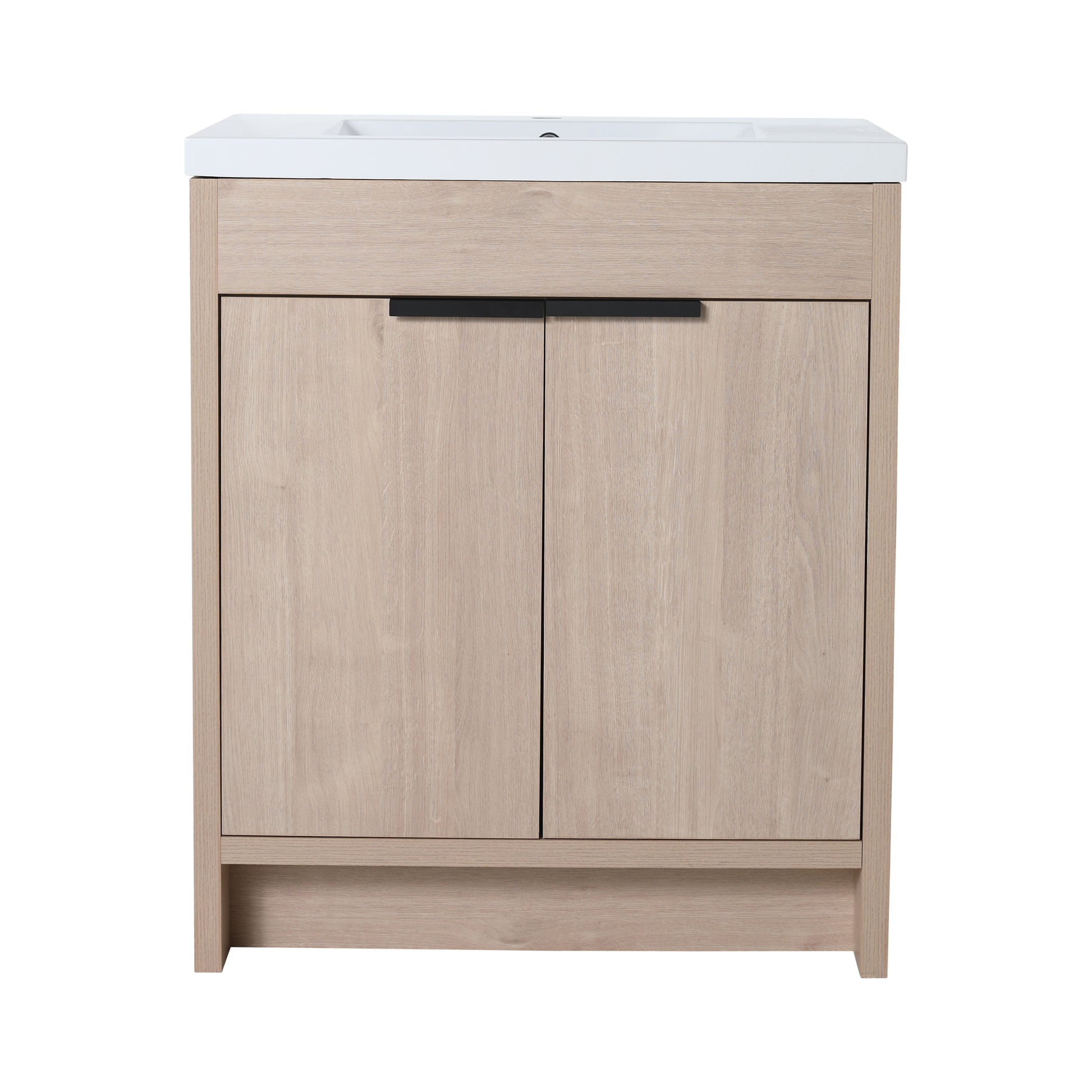 30 Inch Freestanding Bathroom Vanity with White Resin plain light oak-2-bathroom-freestanding-plywood