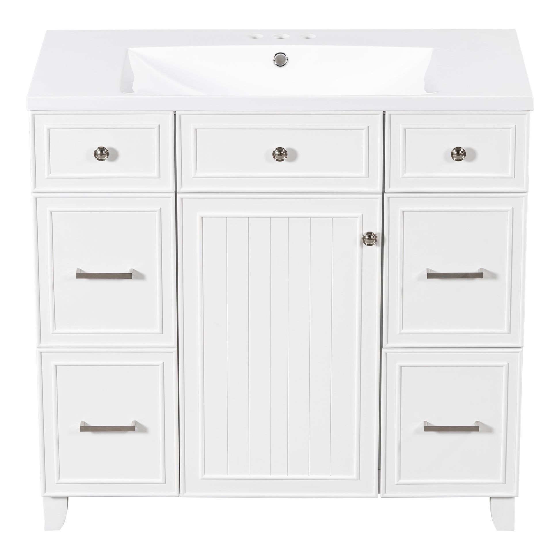 36" Bathroom Vanity Cabinet With Sink Top Combo Set,White,Single Sink,Shaker Cabinet With Soft Closing Door And Drawer White Solid Wood Mdf Resin