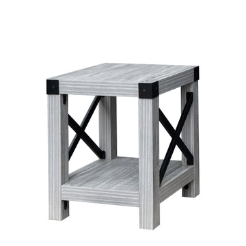 End Table Plaid Grey Oak Mdf Steel