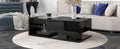 Modern Coffee Table With Tempered Glass, Wooden Cocktail Table With High Gloss Uv Surface, Modernist 2 Tier Rectangle Center Table For Living Room, Black Black Soft Close Drawers Primary Living Space Minimalist Freestanding Rectangular Drawers Coffee &