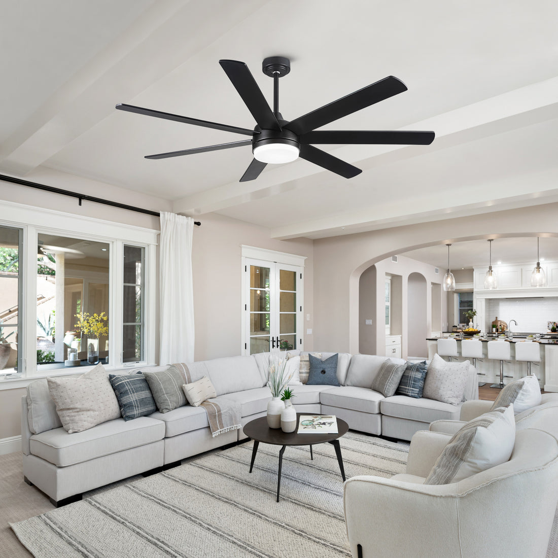 72 In Farmhouse Ceiling Fan with Plywood Blades