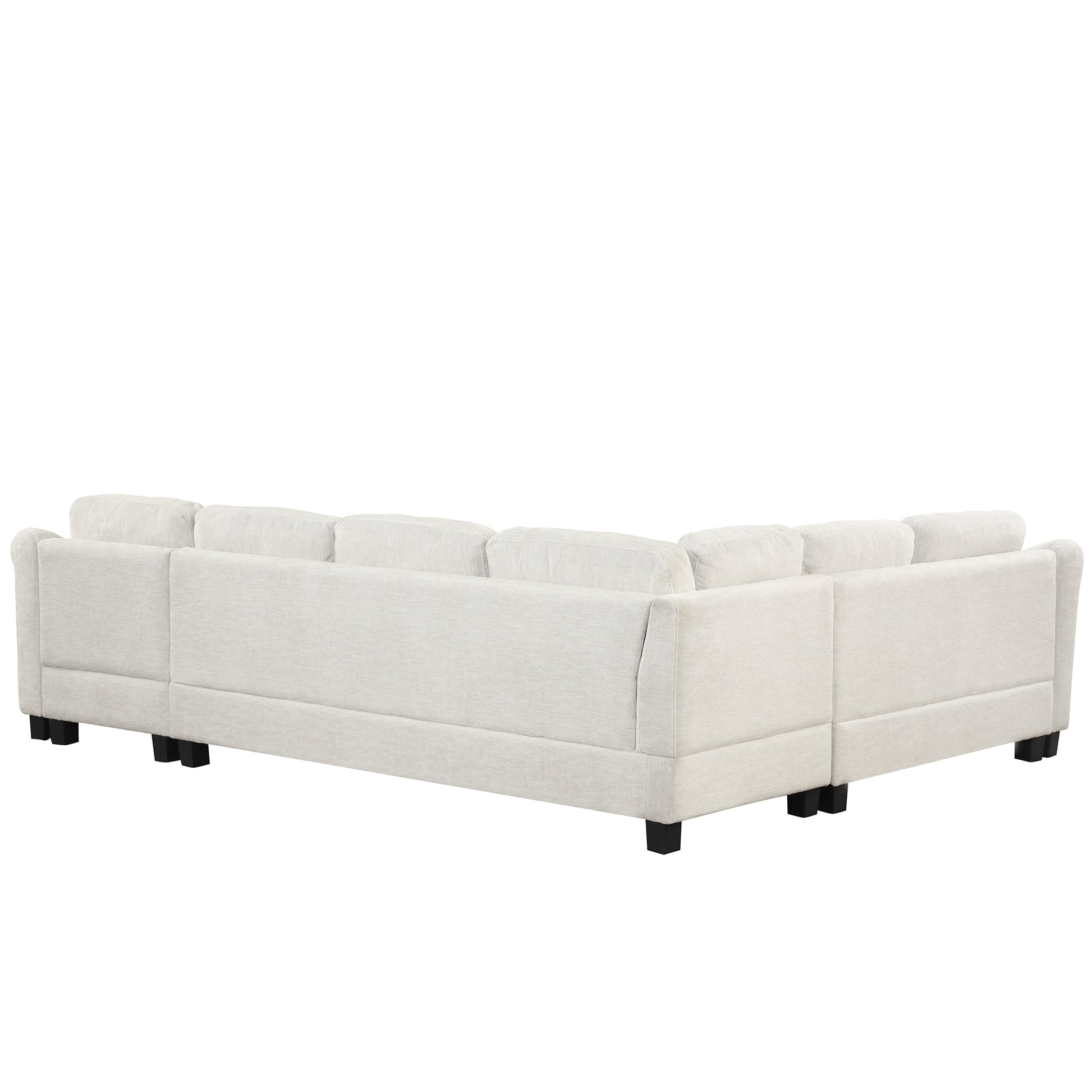 122.1" *91.3" 4Pcs Sectional Sofa With Ottoman With Right Side Chaise Velvet Fabric White White Foam Velvet 6 Seat