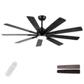 Mordern Farmhouse 62 In Black Ceiling Fan With Smart App And Remote Control Black Plywood