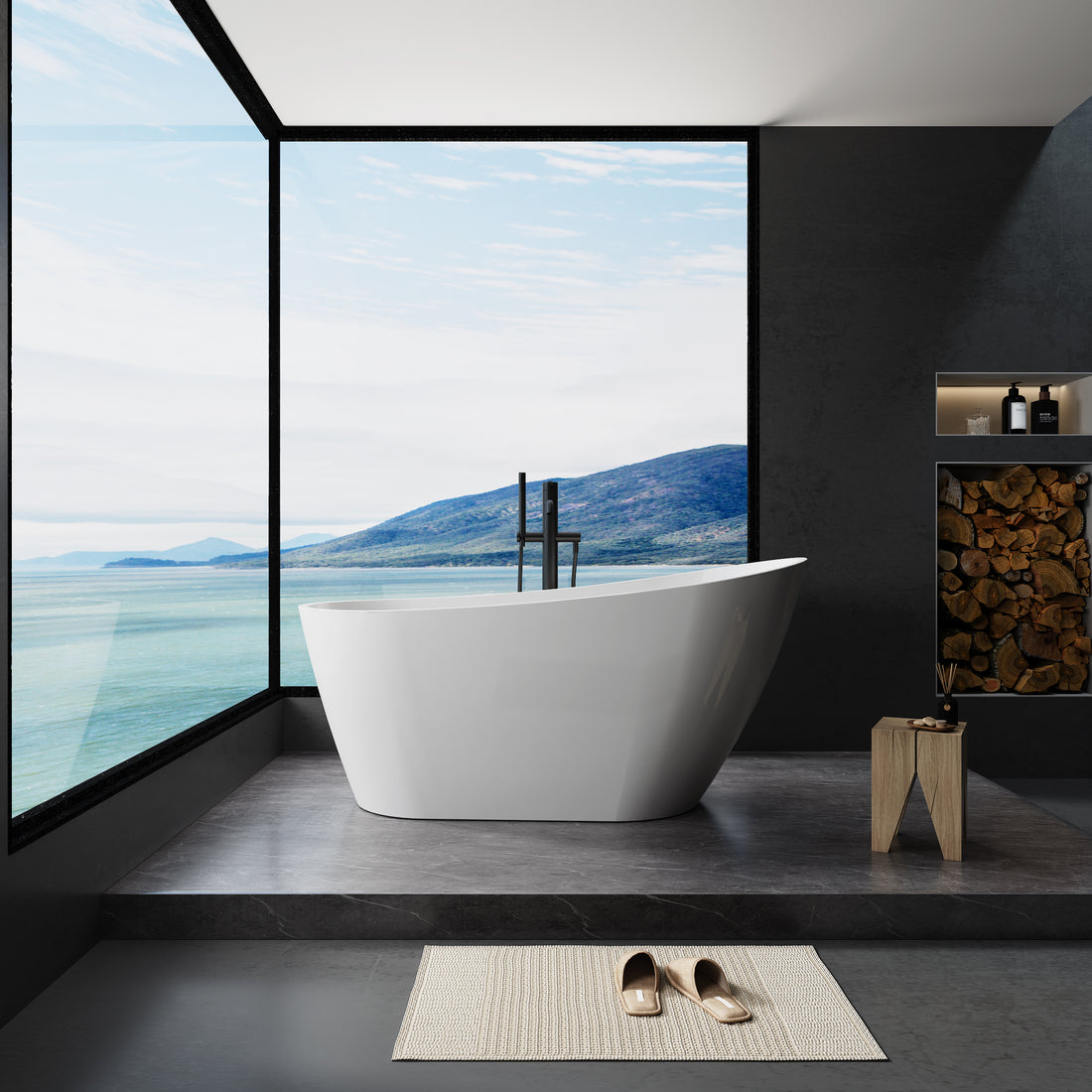 Acrylic Freestanding Bathtub Contemporary Soaking Tub white-fiberglass-acrylic