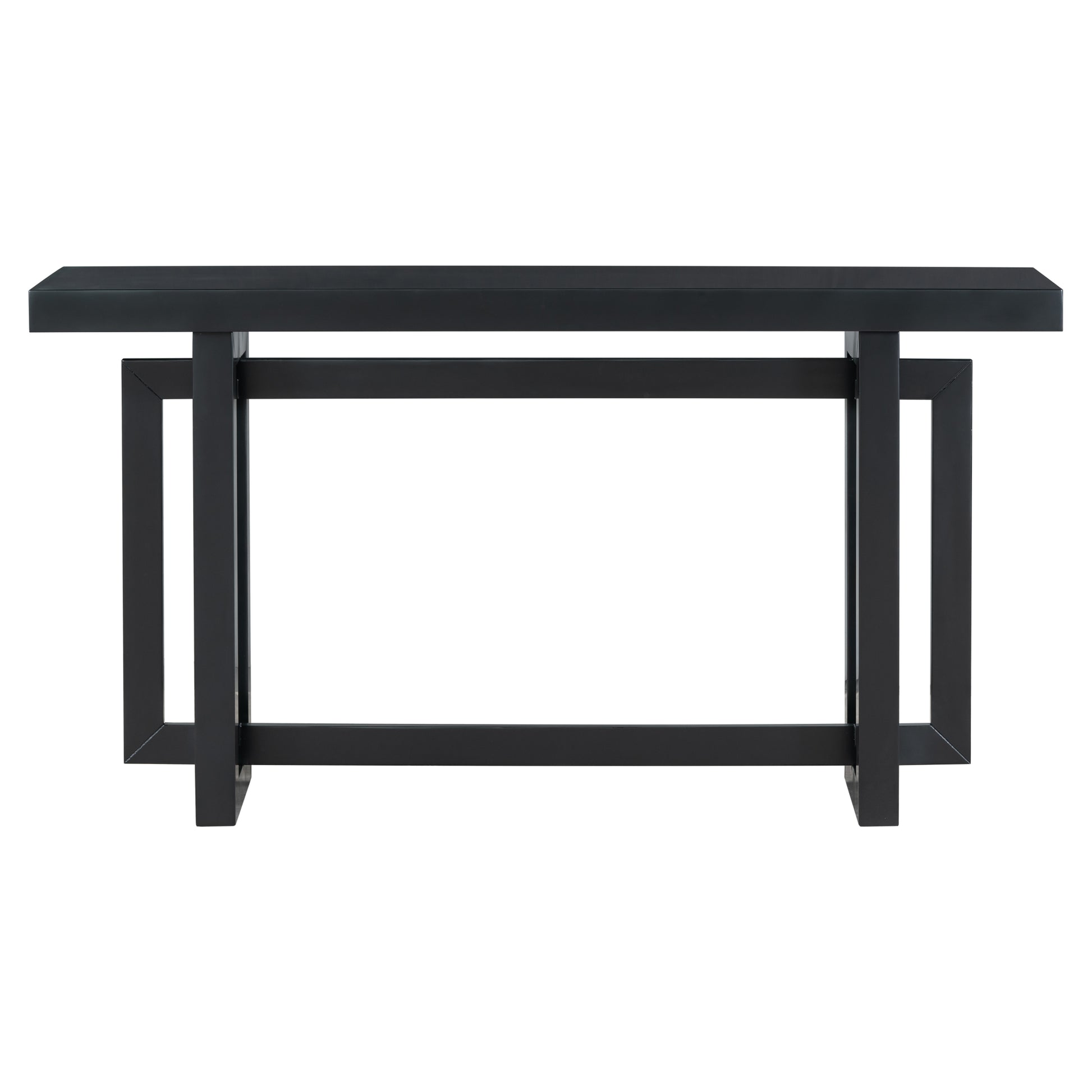 Contemporary Console Table With Wood Top, Extra Long Entryway Table For Entryway, Hallway, Living Room, Foyer, Corridor Black Solid Wood Mdf