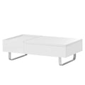 Multi Functional Coffee Table With Lifted Tabletop, Contemporary Cocktail Table With Metal Frame Legs, High Gloss Surface Dining Table For Living Room, White White Soft Close Drawers Primary Living Space Contemporary Manual Freestanding Rectangular Hutch