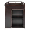 Loft Bed With Rolling Cabinet And Desk Espresso Espresso Solid Wood Mdf