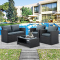 Patio Furniture Sets Dark Gray Seats 4 Pe Rattan Iron Waterproof Fabric