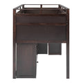 Loft Bed With Rolling Cabinet And Desk Espresso Espresso Solid Wood Mdf