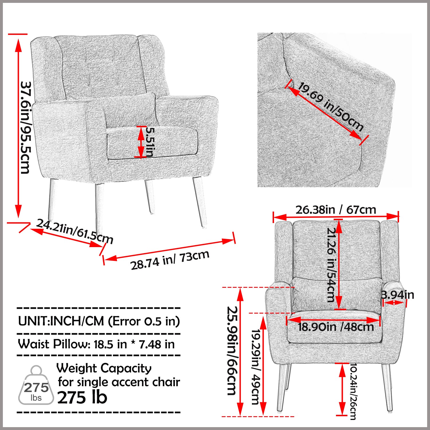 Modern Accent Chair,Chenille Arm Chairs For Living Room,Upholstered Mordern Armchair,Comfy Soft Padded Lounge Chair In Small Space, Bedroom, W Pillow, Solid Wood Leg Dark Blue Dark Blue Light Brown Primary Living Space Modern Rubberwood Foam Chenille