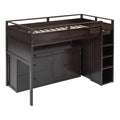 Loft Bed With Rolling Cabinet And Desk Espresso Espresso Solid Wood Mdf