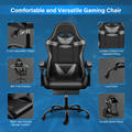 Yssoa Racing Video Backrest And Seat Height Recliner Gaming Office High Back Computer Ergonomic Adjustable Swivel Chair, With Footrest, Black Grey Black Leather