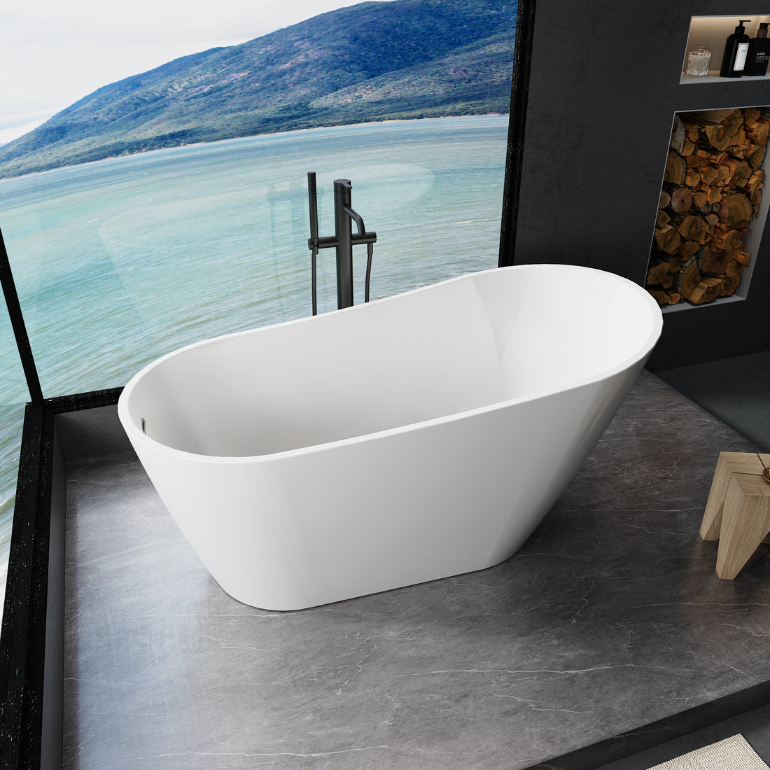 Acrylic Freestanding Bathtub Contemporary Soaking Tub white-fiberglass-acrylic