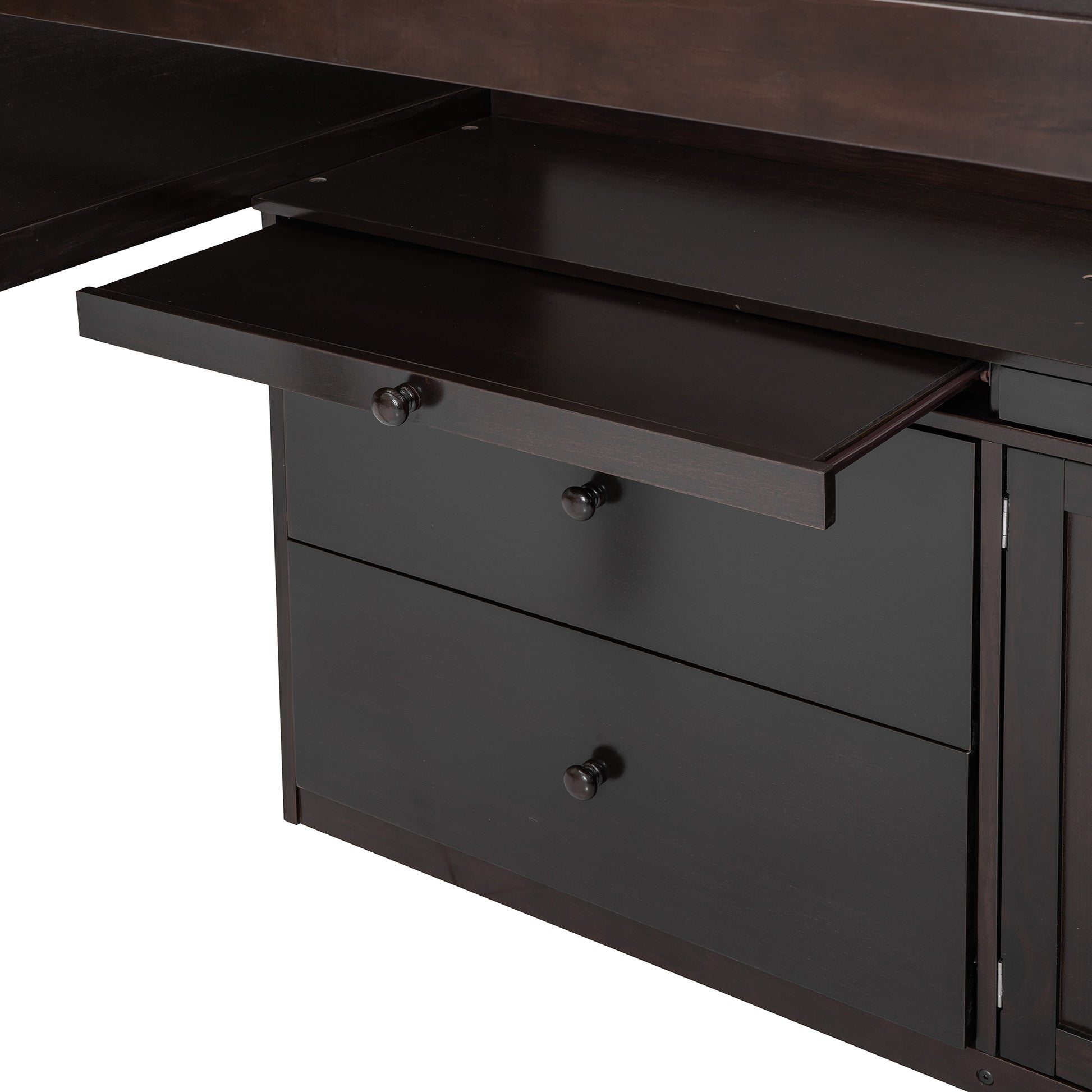 Loft Bed With Rolling Cabinet And Desk Espresso Espresso Solid Wood Mdf