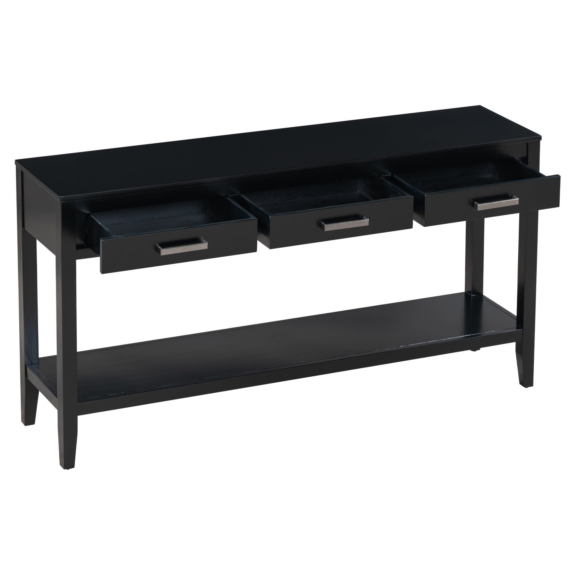 Contemporary 3 Drawer Console Table With 1 Shelf, Entrance Table For Entryway, Hallway, Living Room, Foyer, Corridor Black Primary Living Space American Design Mdf