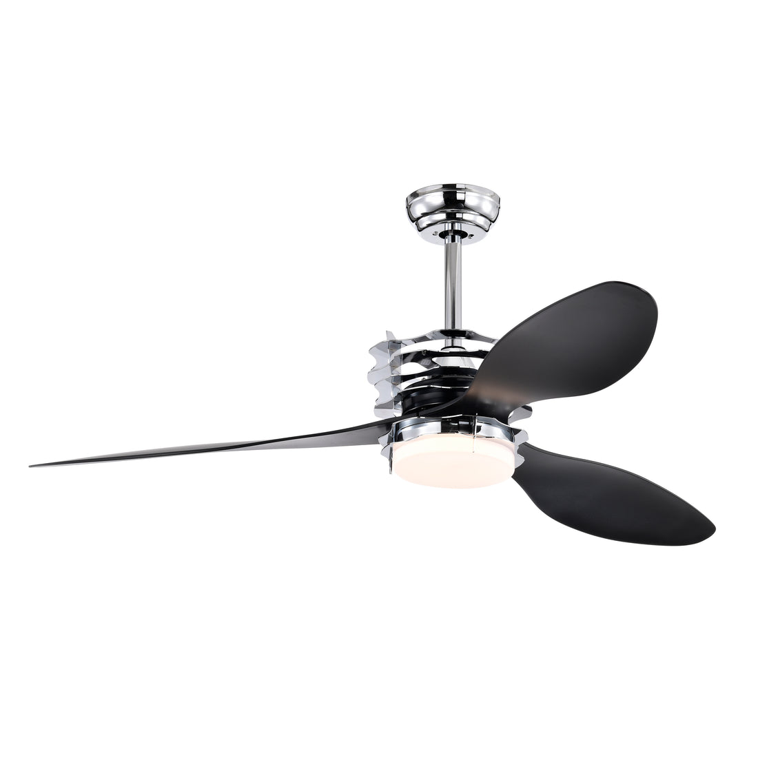 52'' Abs Blades Ceiling Fan With Lights And Remote 6 Speeds Adjustable Dc Motor Modern Ceiling Fan With 3 Abs Fan Blades & 2 Down Rods, Indoor Ceiling Fan With Light For Home Use Chrome American Design Abs Metal