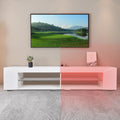 Led Tv Stand Modern Entertainment Center With Storage High Gloss Gaming Living Room Bedroom Tv Cabinet White Particle Board