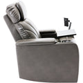 Power Motion Recliner With Usb Charging Port And Hidden Arm Storage, Home Theater Seating With Convenient Cup Holder Design ,And Stereo Grey Grey Foam Pu