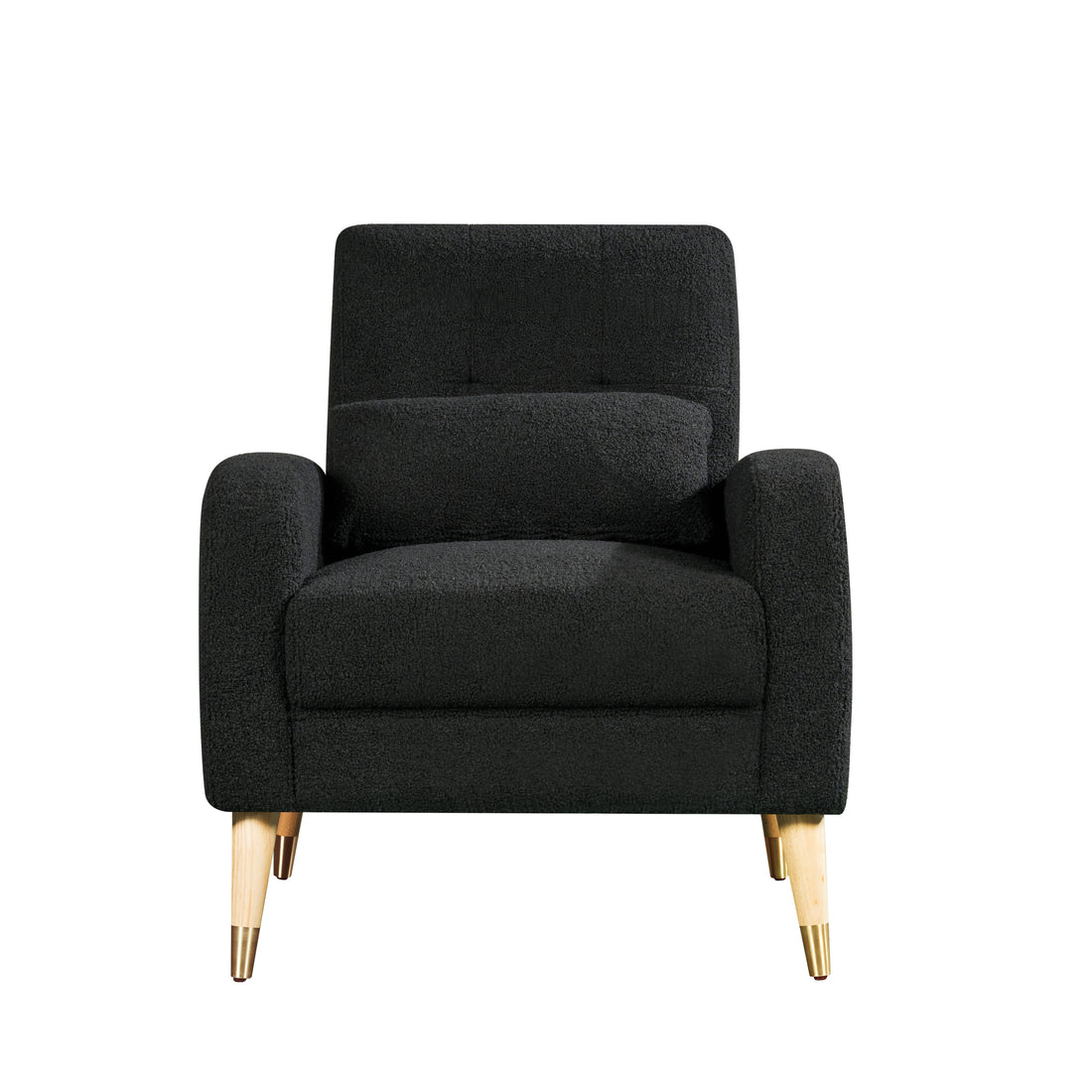 Mid Century Modern Accent Chair, Upholstered Armchair Living Room Chair, Comfy Single Sofa Chair With Sturdy Legs, Polyester Fabric Chair For Living Room Bedroom Black Primary Living Space Foam Fabric