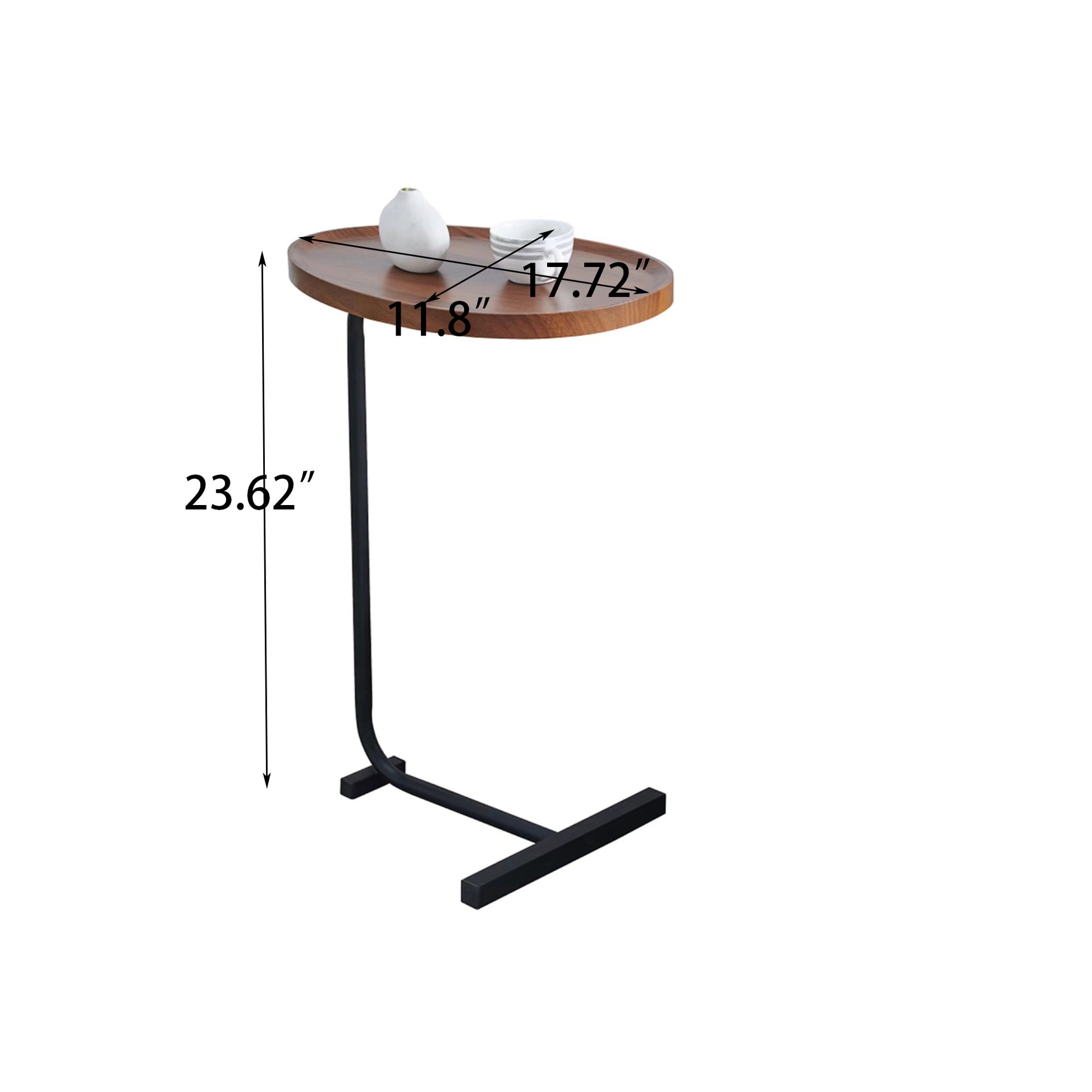 2 Pieces Brown C Shaped Side Table, Small Sofa Table For Small Spaces, Living Room, Bedroom Brown Metal