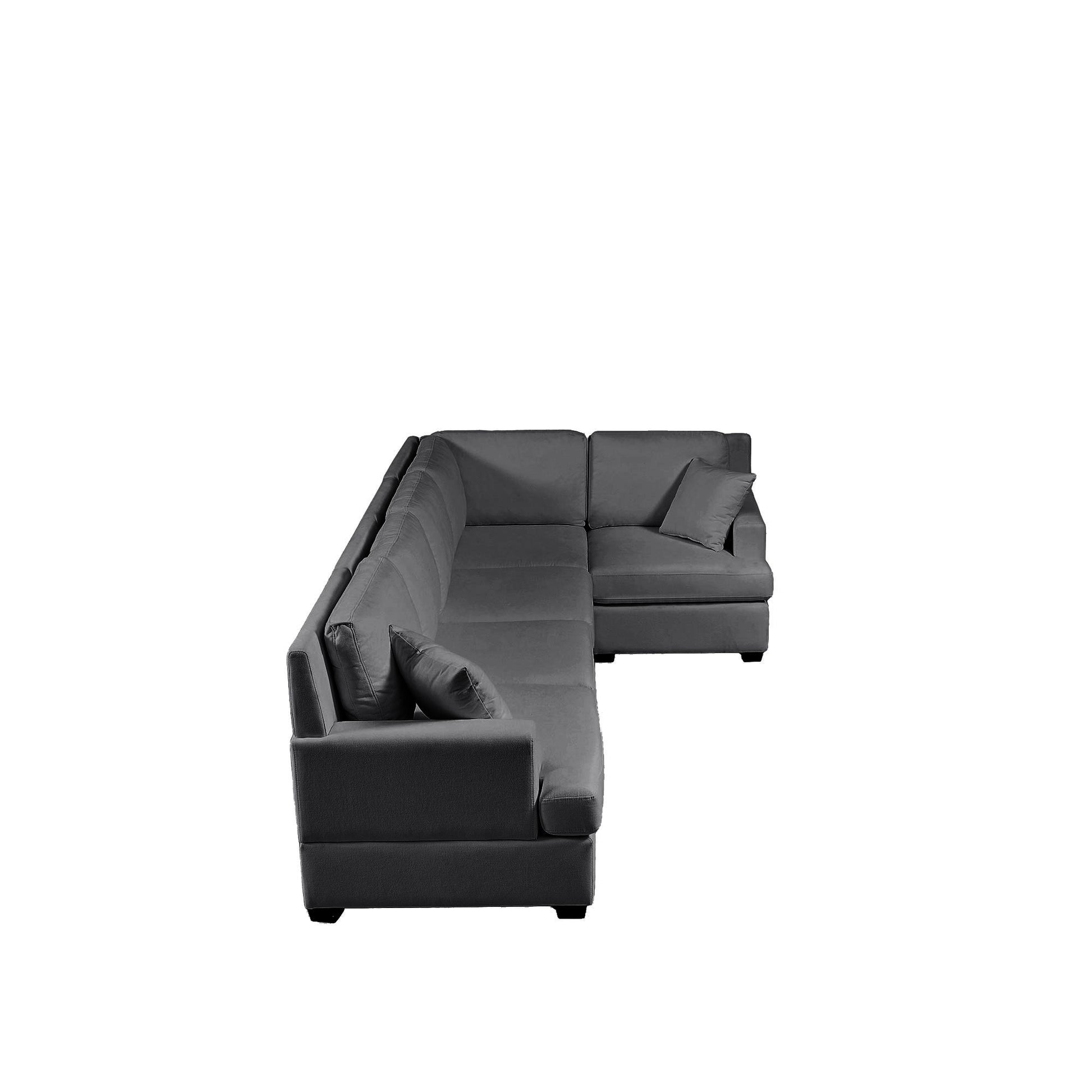 Sectional Modular Sofa With 2 Tossing Cushions And Solid Frame For Living Room Gray Polyester