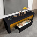 Tv Stand With Storage 43 Inch Led Modern Tv Media Console Entertainment Center With Drawer Tv Cabinet For Living Room Bedroom Black Particle Board