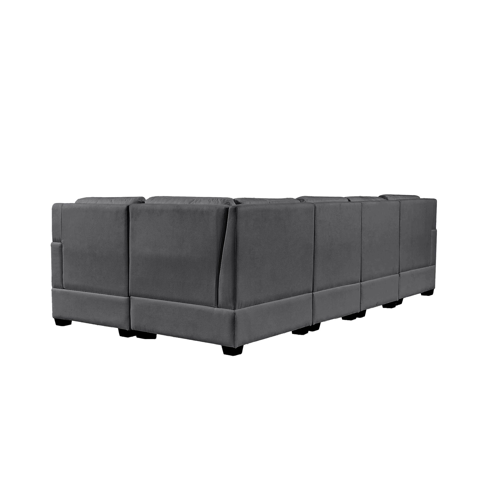 Sectional Modular Sofa With 2 Tossing Cushions And Solid Frame For Living Room Gray Polyester