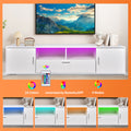 Modern Tv Stand With Led Lights Entertainment Center Tv Cabinet With Storage For Up To 75 Inch For Gaming Living Room Bedroom White Particle Board