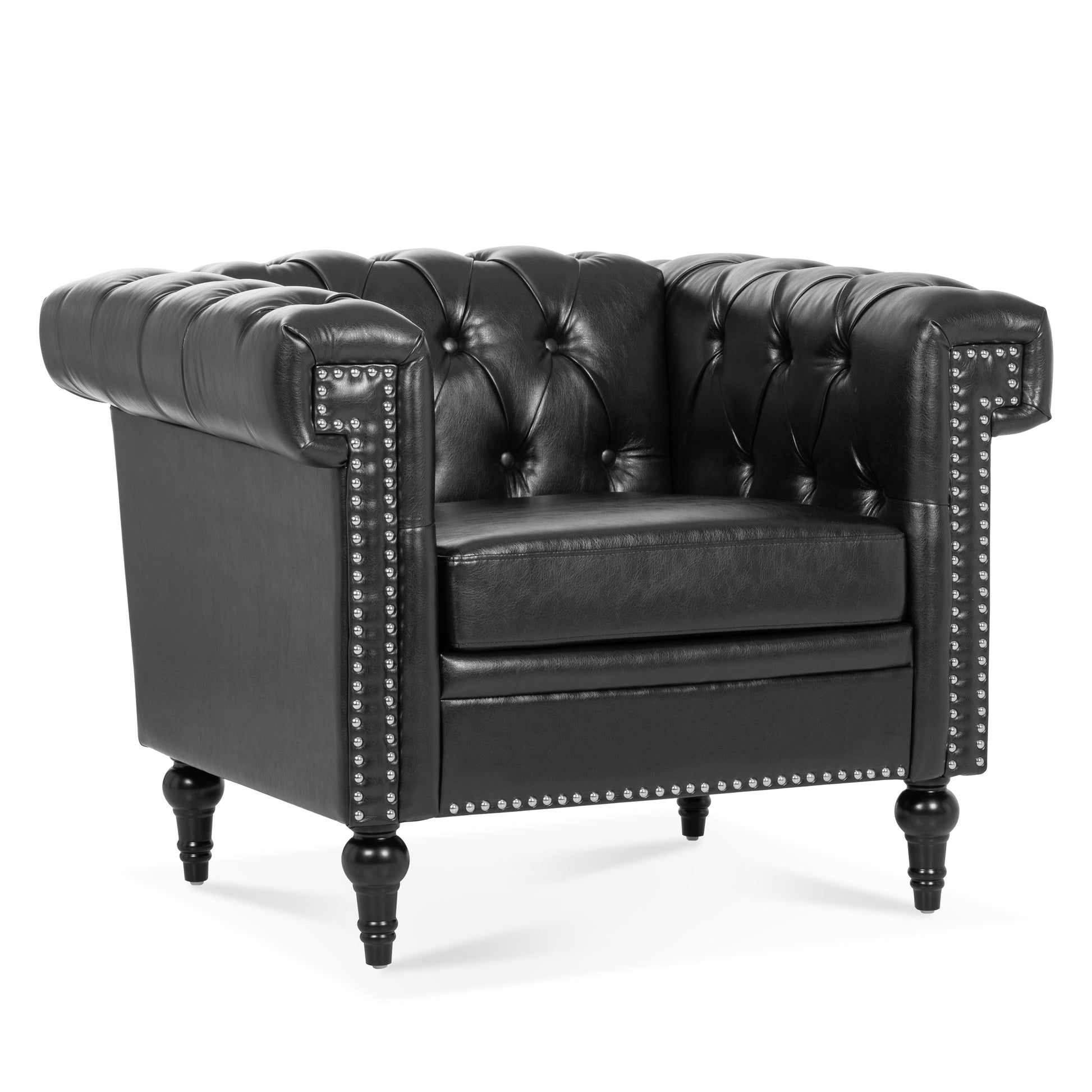 1 Seater Sofa For Living Room Black Pu