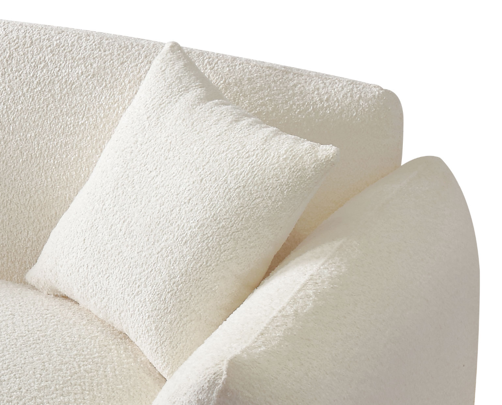 Mid Century Modern Couch 3 Seater Sofa With Ottoman Upholstered Footrest Stool Ottoman Foot Stool For Living Room, Bedroom, Beige Beige Boucle