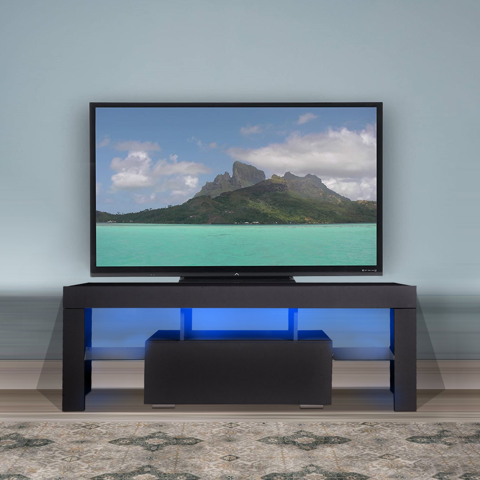 TV stand with Storage 43 inch LED Modern TV Media black-particle board