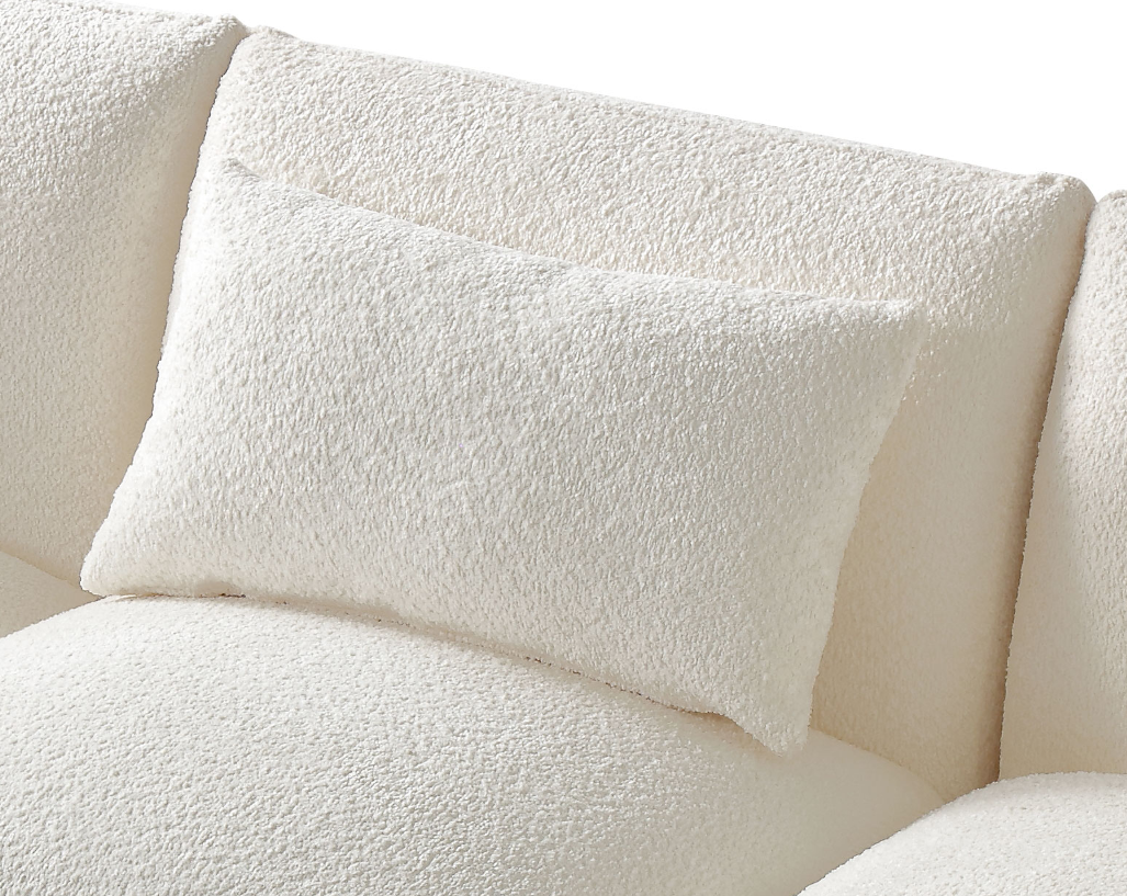 Mid Century Modern Couch 3 Seater Sofa For Livingroom, Beige Beige Boucle