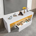 Tv Stand With Storage 43 Inch Led Modern Tv Media Console Entertainment Center With Drawer Tv Cabinet For Living Room Bedroom White Particle Board