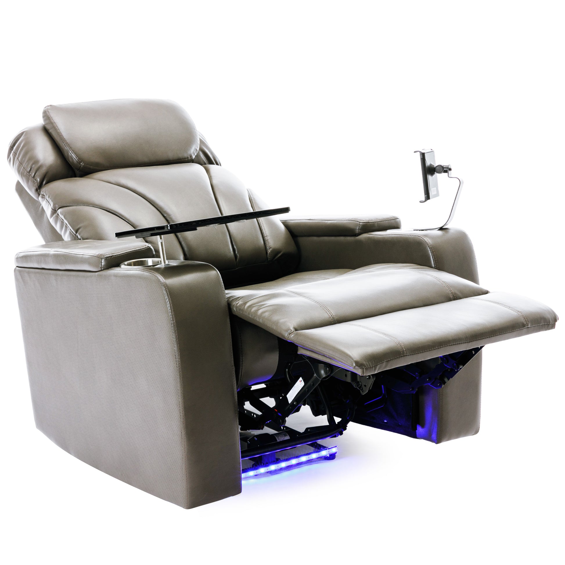 Power Motion Recliner With Usb Charging Port And Hidden Arm Storage, Home Theater Seating With Convenient Cup Holder Design ,And Stereo Grey Grey Foam Pu