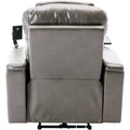 Power Motion Recliner With Usb Charging Port And Hidden Arm Storage, Home Theater Seating With Convenient Cup Holder Design ,And Stereo Grey Grey Foam Pu