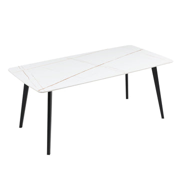 J3710 Porcelain Dining Table White 63'' White Foam Ceramic