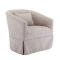 360 Degree Swivel Accent Armchair Linen Blend Beige Beige Foam Upholstered