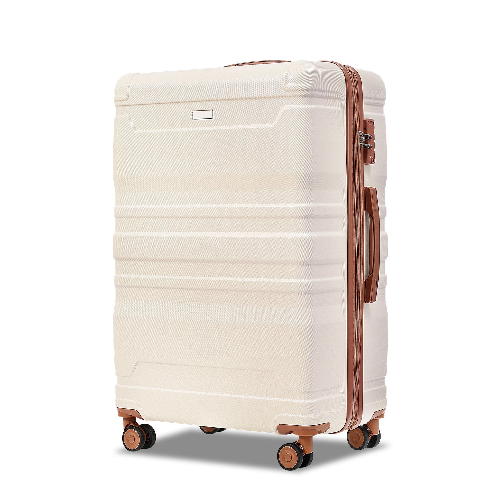 Luggage Sets Model Expandable Abs Hardshell 3Pcs Clearance Luggage Hardside Lightweight Durable Suitcase Sets Spinner Wheels Suitcase With Tsa Lock 20''24''28'' Beige And Brown Beige Brown Abs