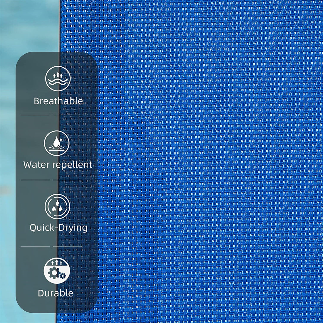 Patio Chaise Lounge Set, 3 Pieces Adjustable Backrest Pool Lounge Chairs Steel Textilene Sunbathing Recliner With Headrest Blue.2 Lounge Chairs 1 Table Blue Steel