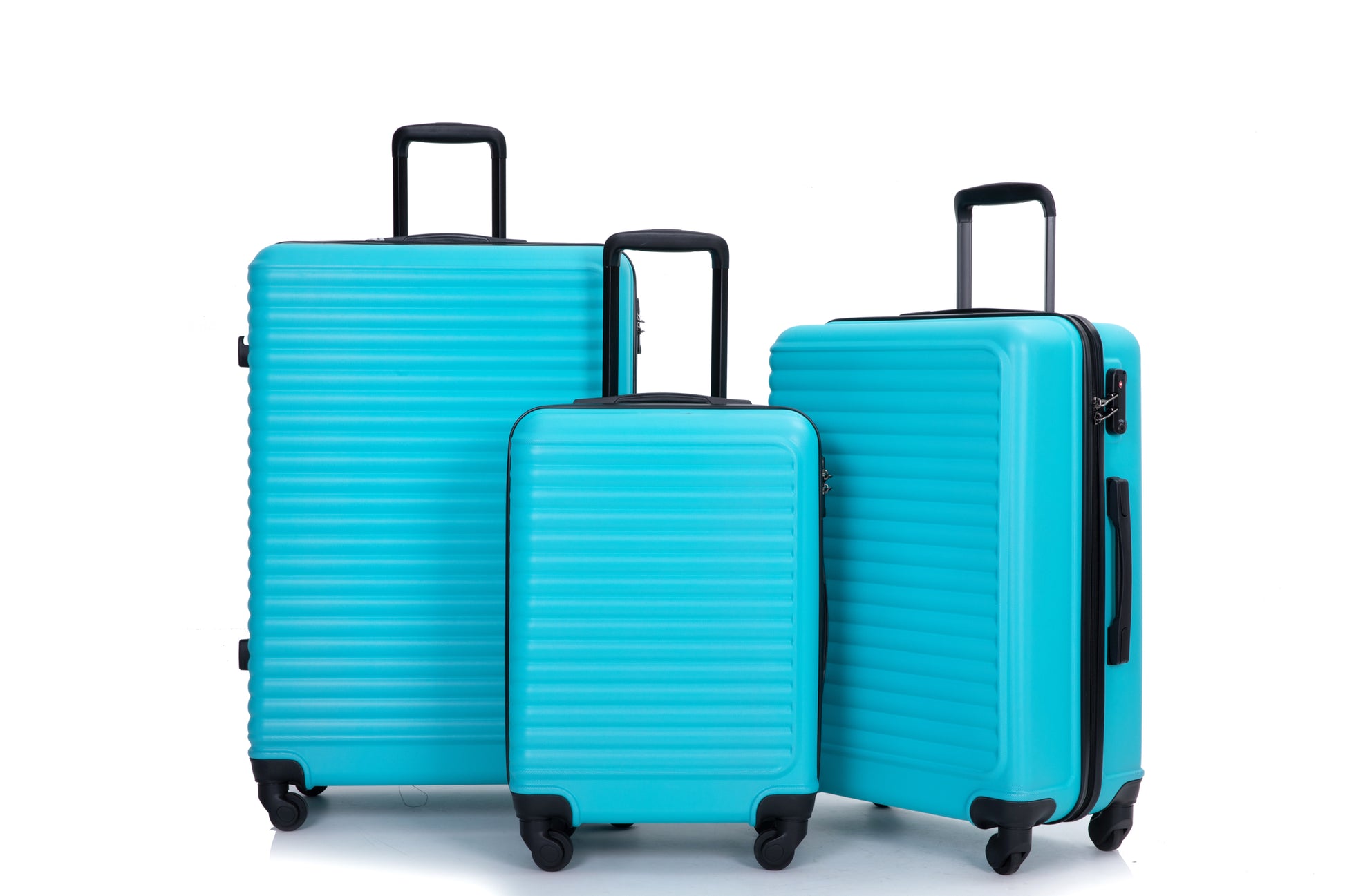 3 Piece Luggage Sets Abs Lightweight Suitcase With Two Hooks, Spinner Wheels, Tsa Lock, 20 24 28 Turquoise Turquoise Abs