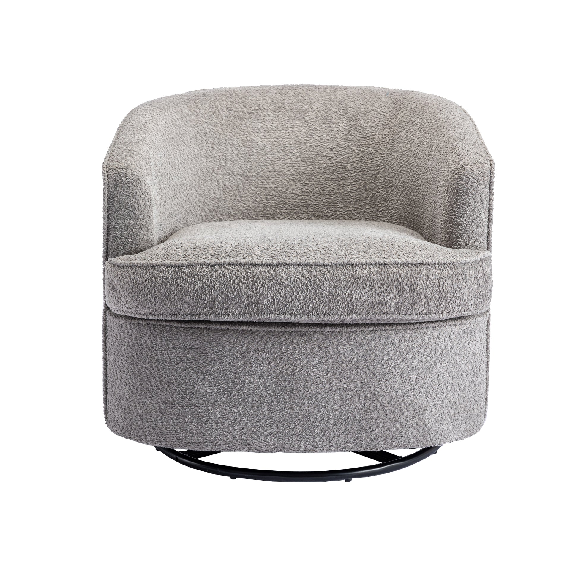 Coolmore Swivel Barrel Chair, Comfy Round Accent Sofa Chair For Living Room, 360 Degree Swivel Barrel Club Chair, Leisure Arm Chair For Nursery, Hotel, Bedroom, Office, Lounge Gray Boucle