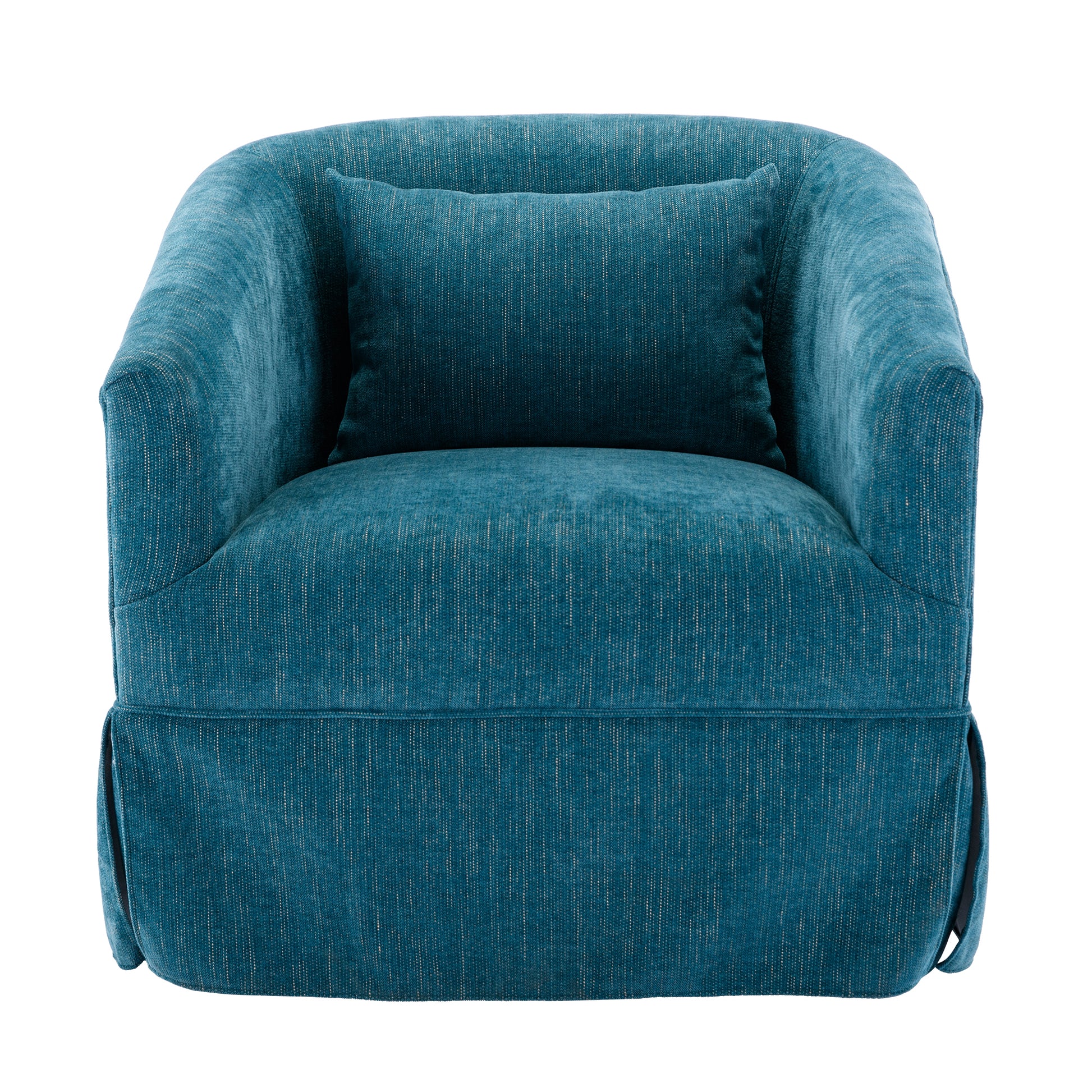 360 Degree Swivel Accent Armchair Linen Blend Green Green Foam Upholstered