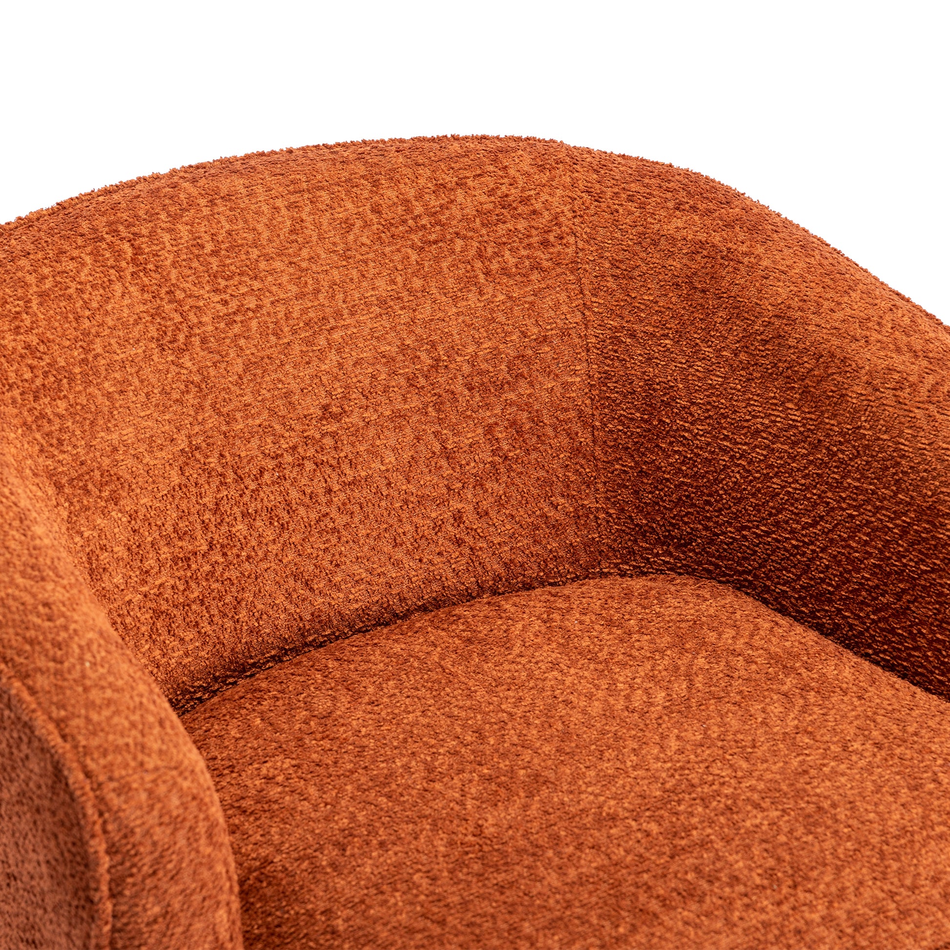 Coolmore Swivel Barrel Chair, Comfy Round Accent Sofa Chair For Living Room, 360 Degree Swivel Barrel Club Chair, Leisure Arm Chair For Nursery, Hotel, Bedroom, Office, Lounge Orange Boucle