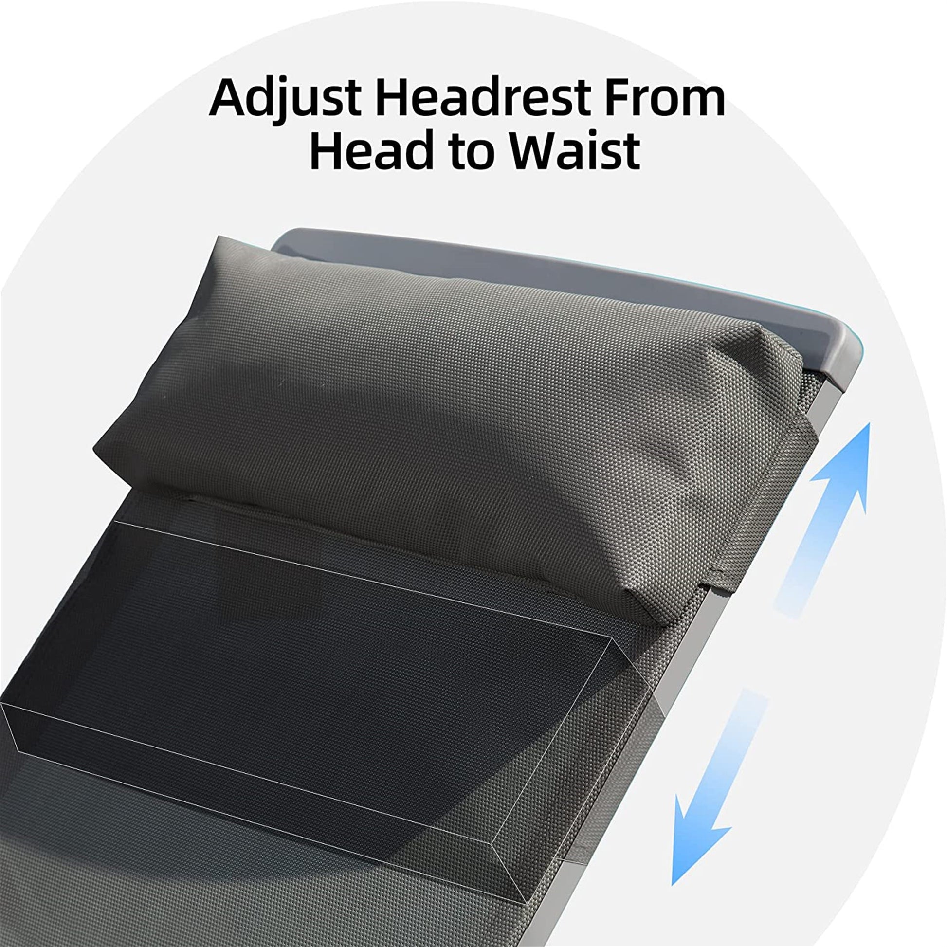 Patio Chaise Lounge Set, 3 Pieces Aluminum Adjustable Pool Lounge Chairs Textilene Sunbathing Recliner With Headrest Grey,2 Lounge Chairs 1 Table Grey Aluminium