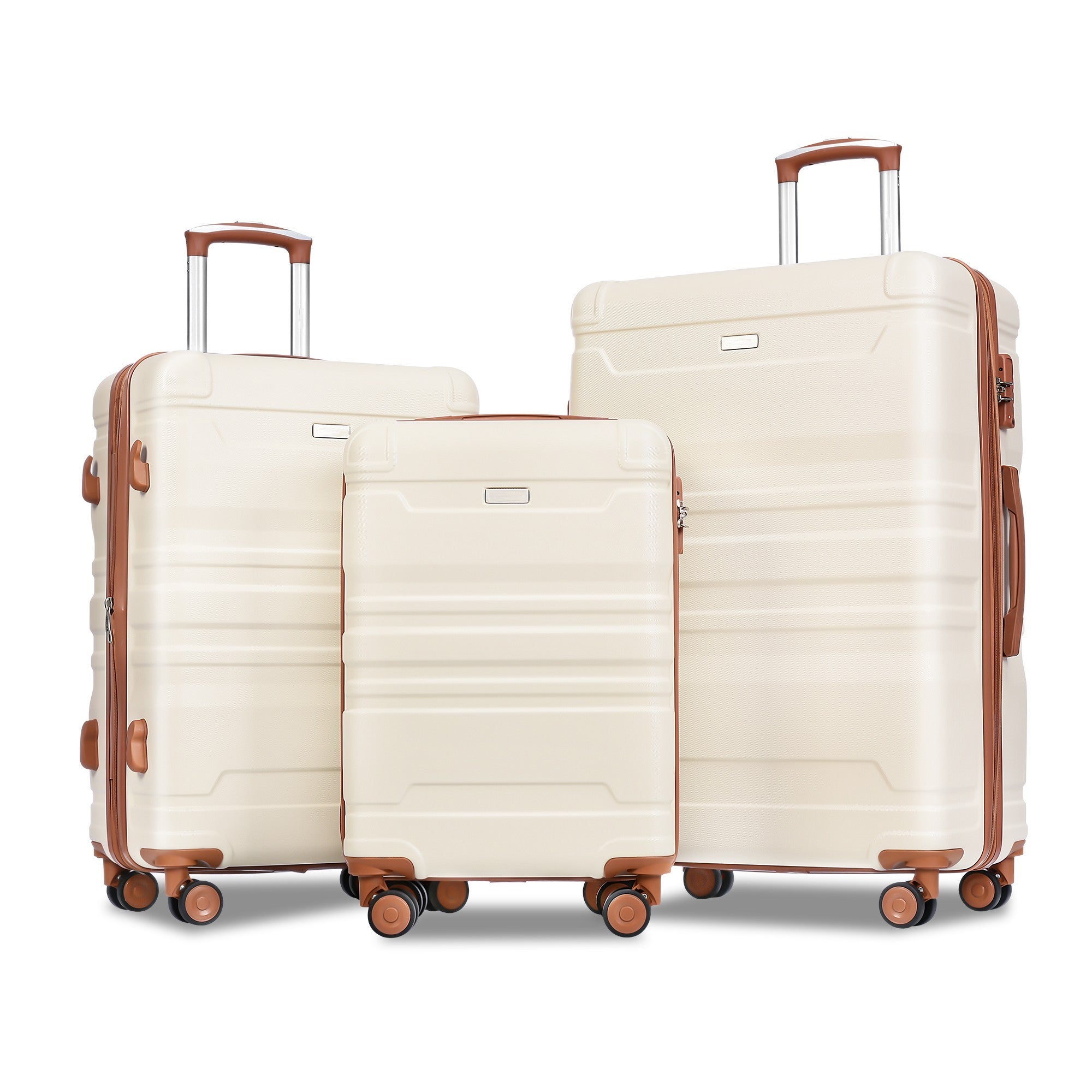 Luggage Sets Model Expandable ABS Hardshell 3pcs beige+brown-abs