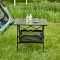 1 Piece Folding Outdoor Table With Carrying Bag,Lightweight Aluminum Roll Up Square Table For Indoor, Outdoor Camping, Picnics, Beach,Backyard, Bbq, Party, Patio, 27.56X27.56X27.56In, Black Black Aluminum