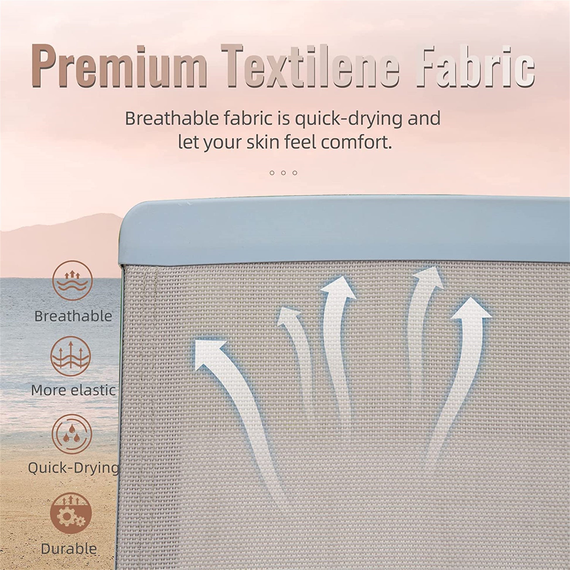 Patio Chaise Lounge Set Of 3, Aluminum Lounge Chairs With 5 Adjustable Positions, Outdoor Chaise Lounge For Pool, Deck, Garden, Backyard, Sunbathing Khaki,2 Lounge Chairs 1 Table Khaki Aluminium