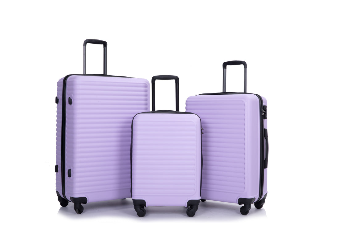 3 Piece Luggage Sets Abs Lightweight Suitcase With Two Hooks, Spinner Wheels, Tsa Lock, 20 24 28 Lavender Purple Lavender Purple Abs