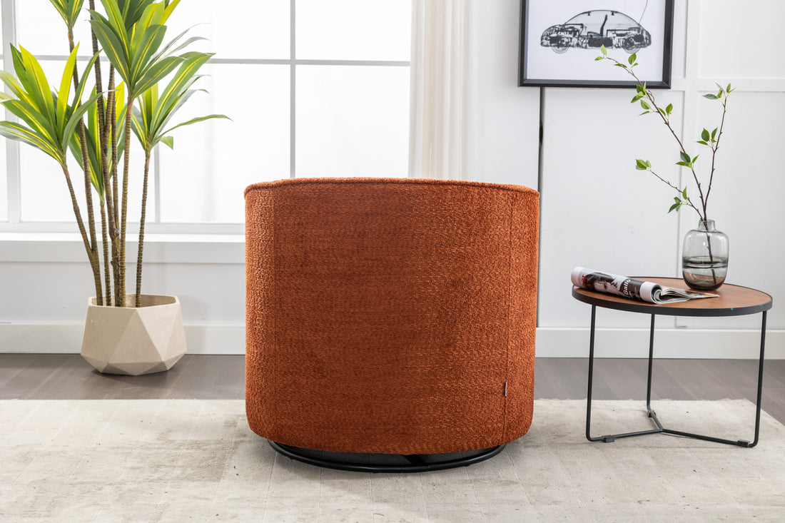 Coolmore Swivel Barrel Chair, Comfy Round Accent Sofa Chair For Living Room, 360 Degree Swivel Barrel Club Chair, Leisure Arm Chair For Nursery, Hotel, Bedroom, Office, Lounge Orange Boucle